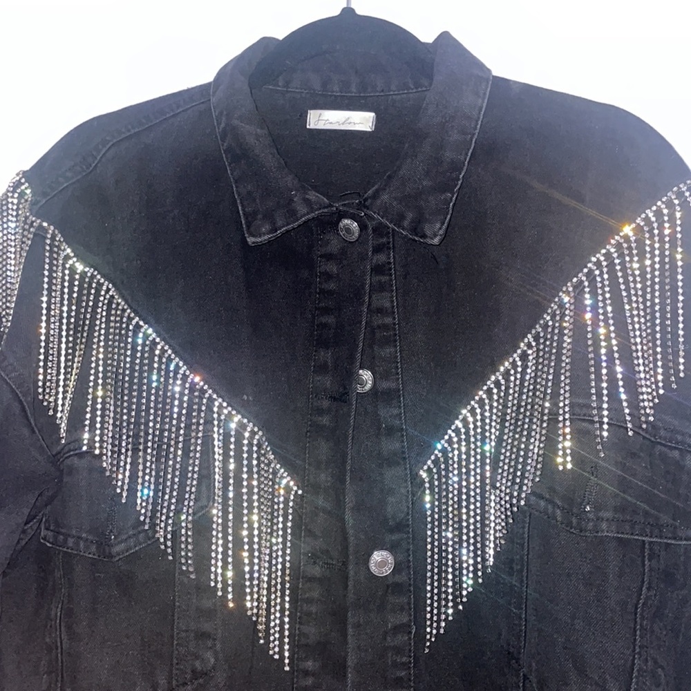 Rhinestone Tassle Denim Jacket